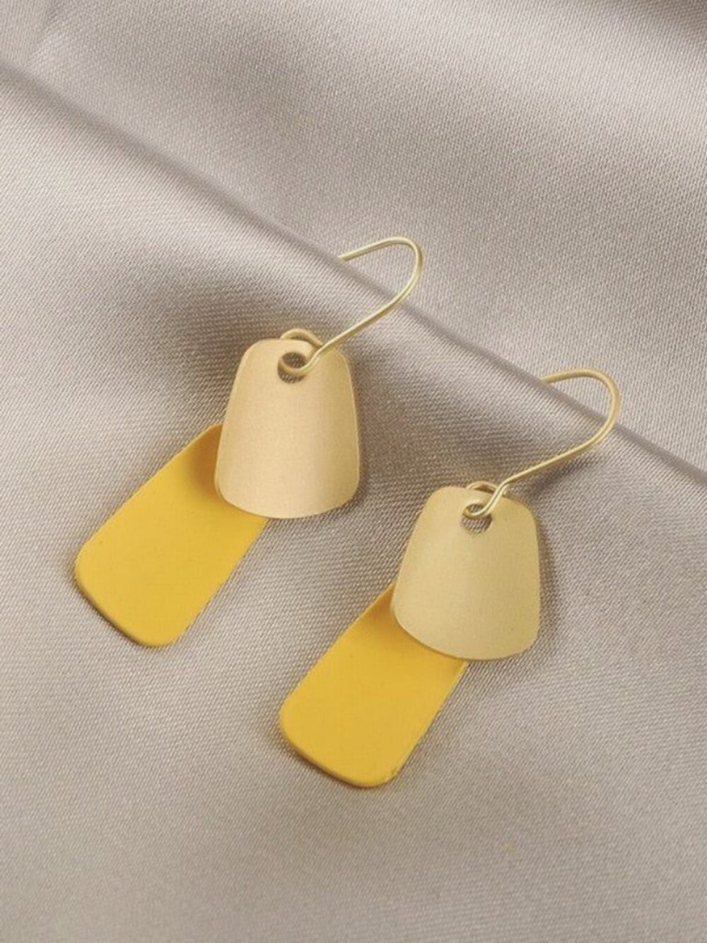 Emmie Jaise Yellow and Gold Double Layer Petal Dangle Hook Earrings Gift Package